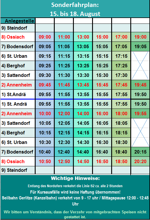 Sonderfahrplan zum Kunsthandwerksmarkt